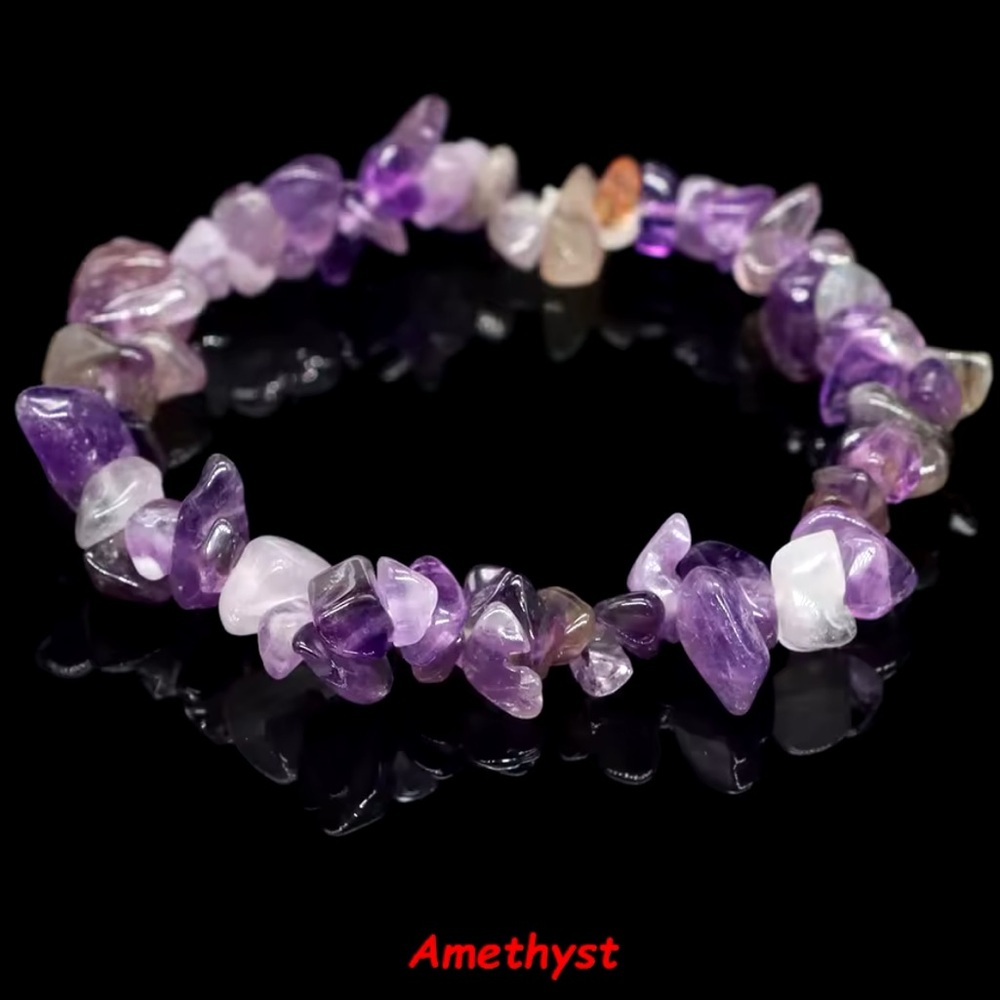 Bracelet And Earrings Set Natural Stone Healing Amethyst Energy